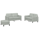 NNEVL 3 Piece Sofa Set Light Grey Velvet