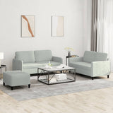 NNEVL 3 Piece Sofa Set Light Grey Velvet