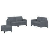 NNEVL 3 Piece Sofa Set Dark Grey Velvet