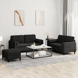 NNEVL 3 Piece Sofa Set with Pillows Black Velvet