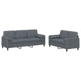NNEVL 2 Piece Sofa Set with Pillows Dark Grey Velvet