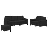 NNEVL 3 Piece Sofa Set with Pillows Black Velvet