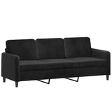NNEVL 3 Piece Sofa Set with Pillows Black Velvet