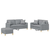 NNEVL 3 Piece Sofa Set with Pillows Light Grey Fabric