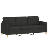 NNEVL 2 Piece Sofa Set with Pillows Black Fabric