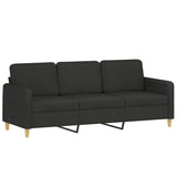 NNEVL 3 Piece Sofa Set with Pillows Black Fabric