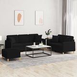 NNEVL 3 Piece Sofa Set with Pillows Black Fabric