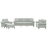 NNEVL 4 Piece Sofa Set with Pillows Light Grey Velvet