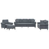 NNEVL 4 Piece Sofa Set with Pillows Dark Grey Velvet