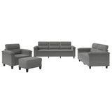 NNEVL 4 Piece Sofa Set with Cushions Dark Grey Microfibre Fabric