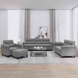 NNEVL 4 Piece Sofa Set with Cushions Dark Grey Microfibre Fabric