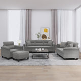 NNEVL 4 Piece Sofa Set with Pillows Dark Grey Microfibre Fabric