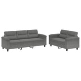NNEVL 2 Piece Sofa Set with Cushions Dark Grey Microfibre Fabric