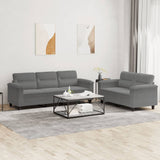 NNEVL 2 Piece Sofa Set with Cushions Dark Grey Microfibre Fabric