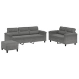 NNEVL 3 Piece Sofa Set with Cushions Dark Grey Microfibre Fabric