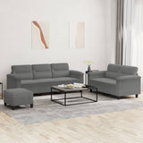 NNEVL 3 Piece Sofa Set with Cushions Dark Grey Microfibre Fabric