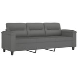 NNEVL 3 Piece Sofa Set with Pillows Dark Grey Microfibre Fabric