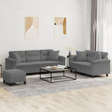 NNEVL 3 Piece Sofa Set with Pillows Dark Grey Microfibre Fabric