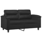 NNEVL 2 Piece Sofa Set with Pillows Black Faux Leather