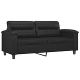 NNEVL 2 Piece Sofa Set with Pillows Black Faux Leather