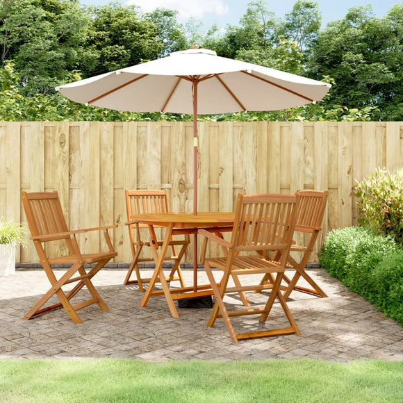 NNEVL 5 Pieces Garden Dining Set Solid Wood Acacia