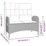 NNEVL 2 Piece Garden Dining Set with Cushions Grey Poly Rattan