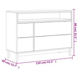 NNEVL Drawer Cabinet FLAM 110x40x80 cm Solid Wood Pine