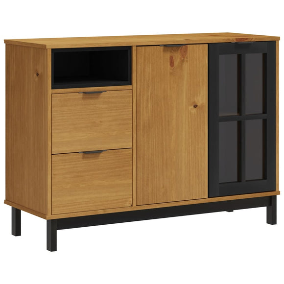 NNEVL Sideboard with Glass Door FLAM 110x40x80 cm Solid Wood Pine