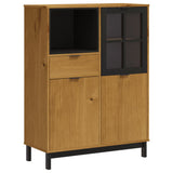 NNEVL Highboard with Glass Door FLAM 92x40x122.5 cm Solid Wood Pine