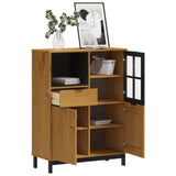 NNEVL Highboard with Glass Door FLAM 92x40x122.5 cm Solid Wood Pine