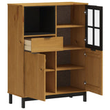NNEVL Highboard with Glass Door FLAM 92x40x122.5 cm Solid Wood Pine