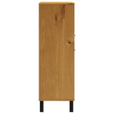 NNEVL Highboard with Glass Door FLAM 92x40x122.5 cm Solid Wood Pine