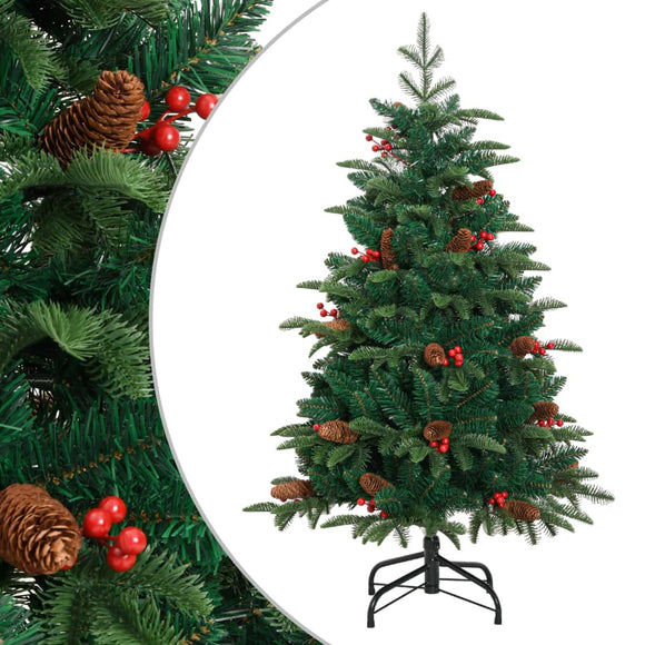 NNEVL Artificial Hinged Christmas Tree with Cones and Berries 150 cm