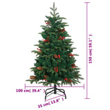 NNEVL Artificial Hinged Christmas Tree with Cones and Berries 150 cm