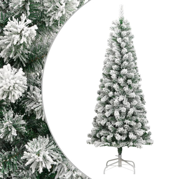 NNEVL Artificial Hinged Christmas Tree with Flocked Snow 180 cm