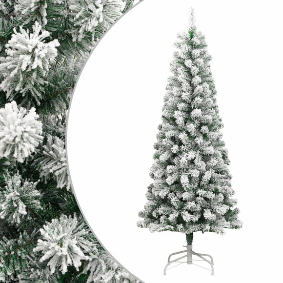 NNEVL Artificial Hinged Christmas Tree with Flocked Snow 210 cm