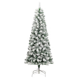 NNEVL Artificial Hinged Christmas Tree with Flocked Snow 210 cm