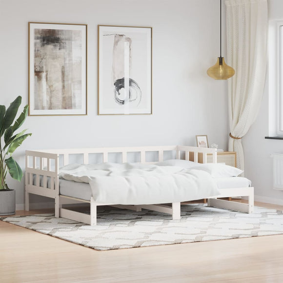 NNEVL Daybed with Trundle White 90x190 cm Solid Wood Pine