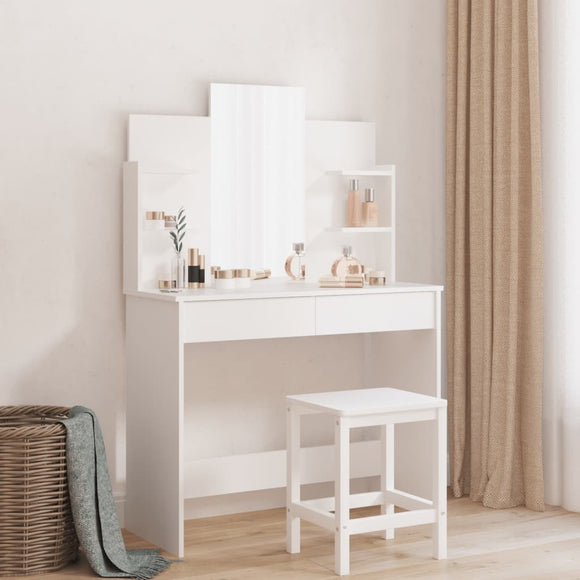 NNEVL Dressing Table with Mirror White 96x39x142 cm