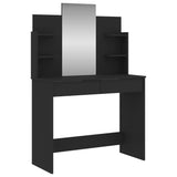 NNEVL Dressing Table with Mirror Black 96x39x142 cm
