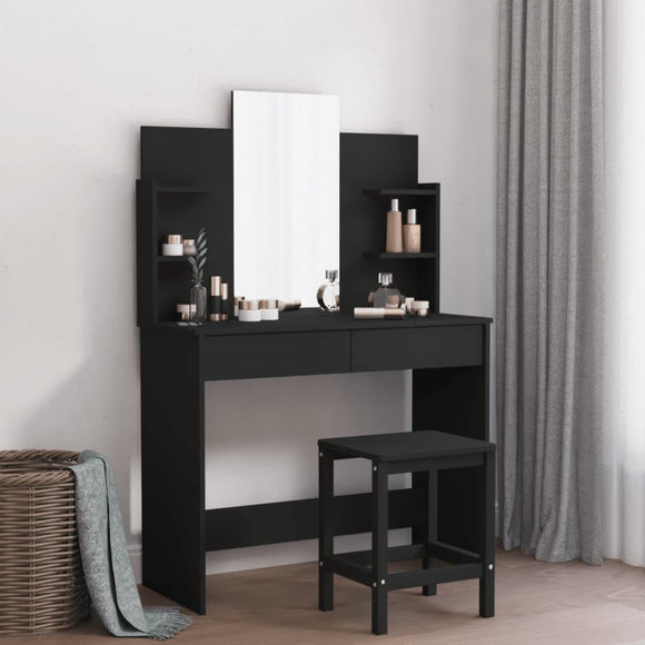 NNEVL Dressing Table with Mirror Black 96x39x142 cm