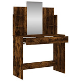 NNEVL Dressing Table with Mirror Smoked Oak 96x39x142 cm