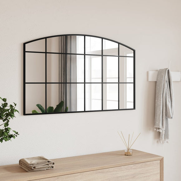 NNEVL Wall Mirror Black 100x60 cm Arch Iron