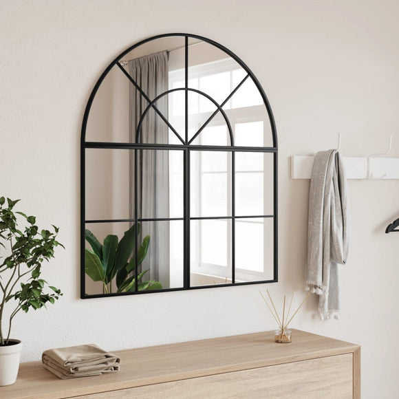 NNEVL Wall Mirror Black 80x40 cm Arch Iron