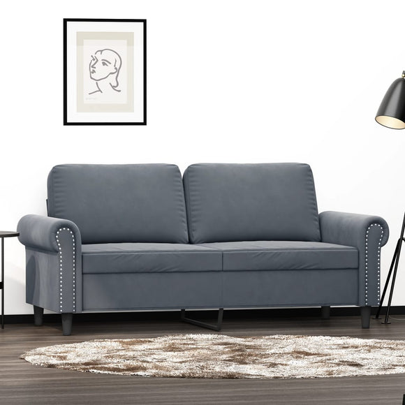 NNEVL 2-Seater Sofa Dark Grey 140 cm Velvet