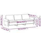 NNEVL 3-Seater Sofa Light Grey 180 cm Velvet