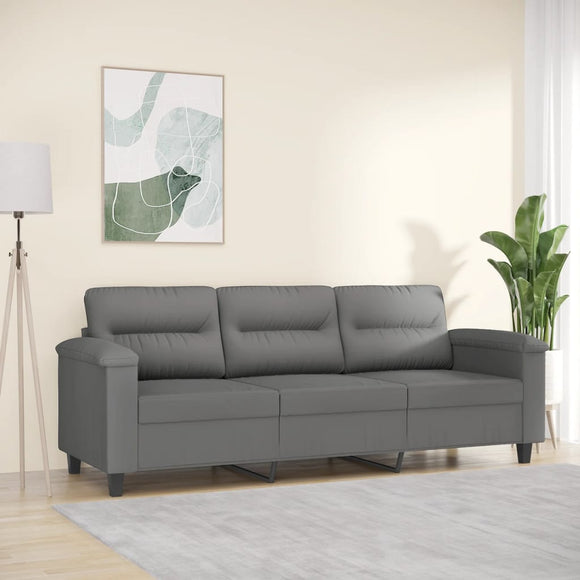 NNEVL 3-Seater Sofa Dark Grey 180 cm Microfibre Fabric