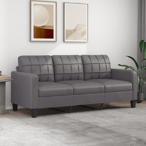 NNEVL 3-Seater Sofa Grey 180 cm Faux Leather