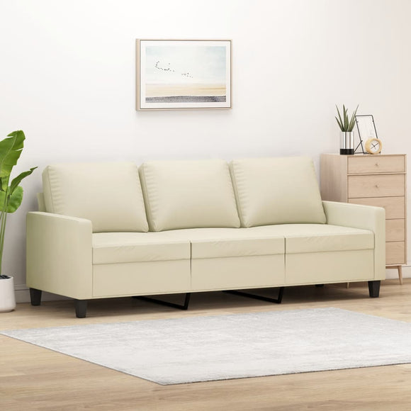 NNEVL 3-Seater Sofa Cream 180 cm Faux Leather