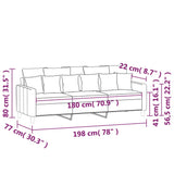 NNEVL 3-Seater Sofa Dark Grey 180 cm Velvet